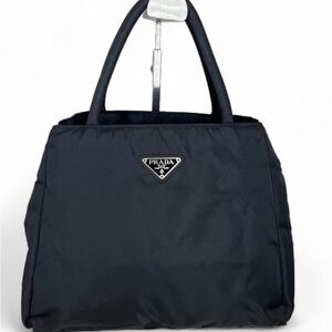 Prada Black Nylon Tote with Top Handles